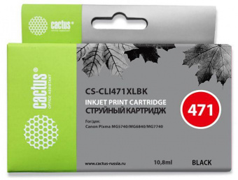 Картридж струйный Cactus CS-CLI471XLBK фото черный (10.8мл) для Canon TS5040/MG5740/MG6840/MG7740 от магазина РЭССИ