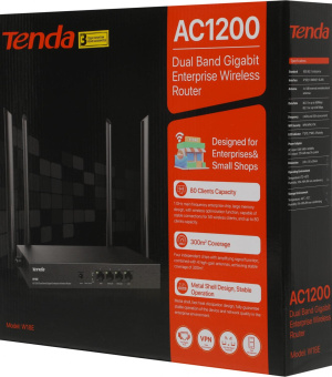 Роутер беспроводной Tenda W18E AC1200 10/100/1000BASE-TX черный от магазина РЭССИ
