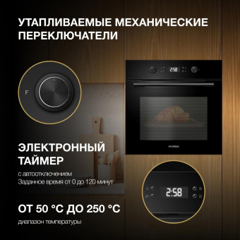 Духовой шкаф Электрический Hyundai HEO 6650 BG черный от магазина РЭССИ