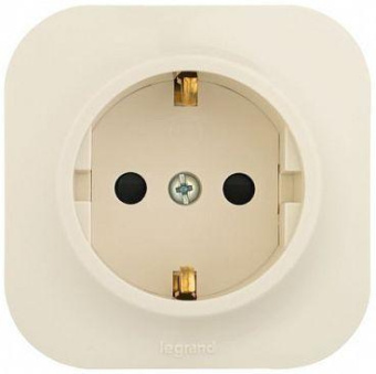 Розетка силов. Legrand Quteo 782250 откр. зазем. штор. IP20 слоновая кость от магазина РЭССИ