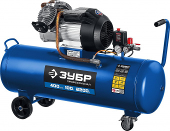 Компрессор поршневой Зубр КПМ-400-100 масляный 400л/мин 100л 2200Вт синий от магазина РЭССИ