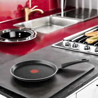 Сковорода блинная Tefal Rock 04235525 круглая 25см покрытие: Mineralia ручка несъемная (без крышки) черный от магазина РЭССИ